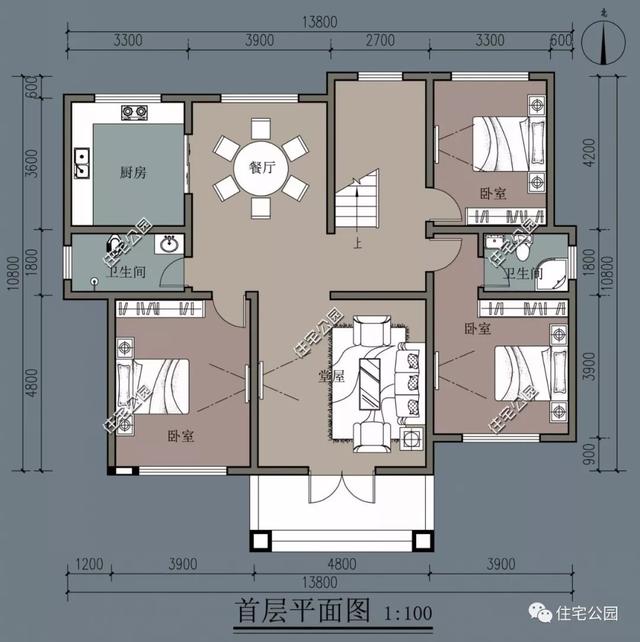 中式农村自建房别墅设计图，大堂屋大客厅多卧室设计，太实用了