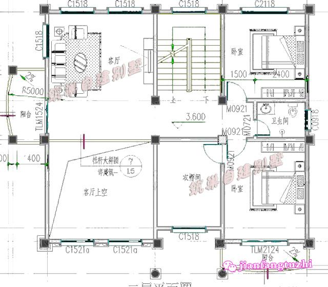 三层复式别墅设计效果图全套CAD图纸，户型豪华精美