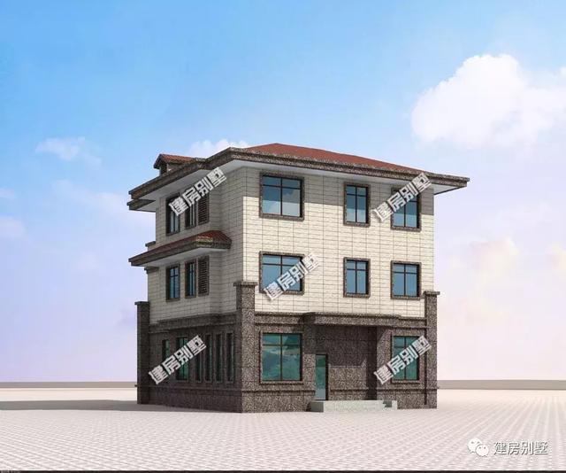 10米×14米农村现代三层别墅设计图，两种外观造型搭配，讲真，一眼就看中了。