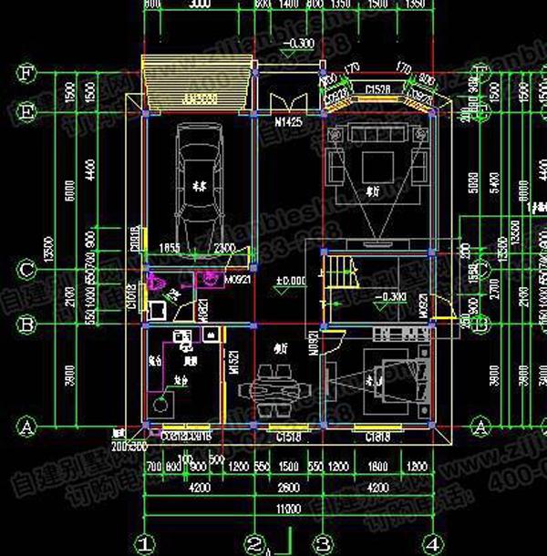 11×12米三层带车库别墅设计图，框架结构，大气实用！