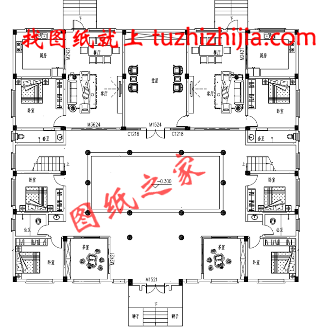 楼盘农村房价别墅四合院双拼设计图,别墅左右兄弟二层户型嘉定图片