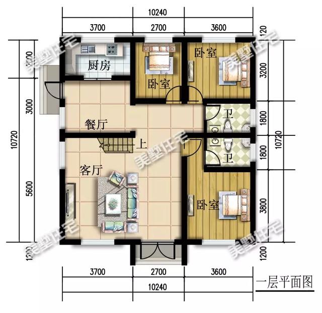 性价比超高的一层半小别墅设计图，17万就能建好，5间卧室大露台