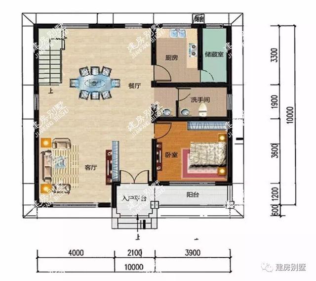 3套两层别墅设计图，开间10米造价非常低，20来万就能建起来