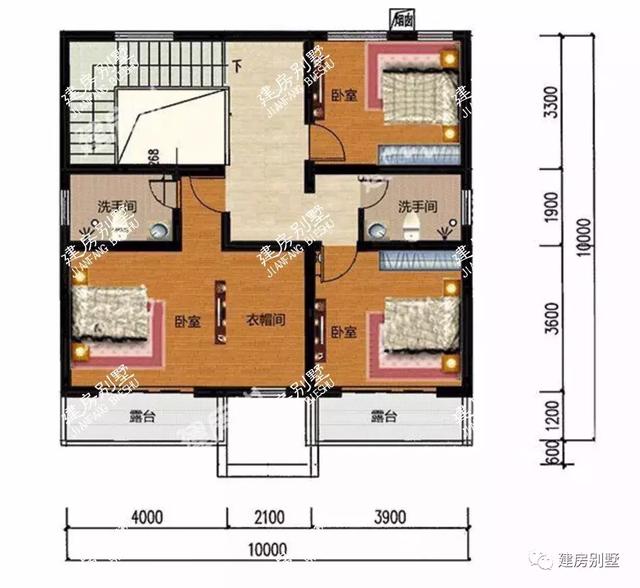 3套两层别墅设计图，开间10米造价非常低，20来万就能建起来
