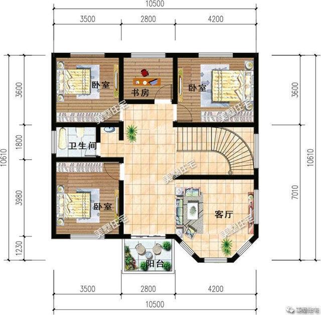 11x11米农村两层别墅设计图纸，外观典雅大方内部舒适合理