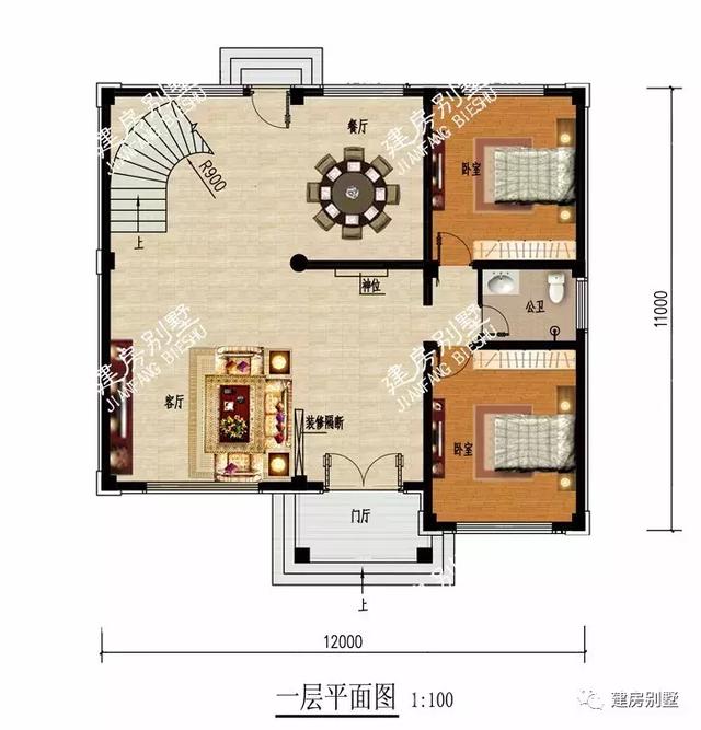 两套三层自建房设计图，都带独立厨房，第一套平屋顶，漂亮又省钱