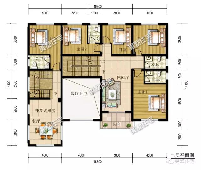10间卧室的三层别墅设计图，挑高客厅体面大方，可宿可出租