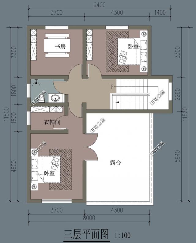 一栋3层带坡顶别墅,1111米宅地尺寸,适合农村生活