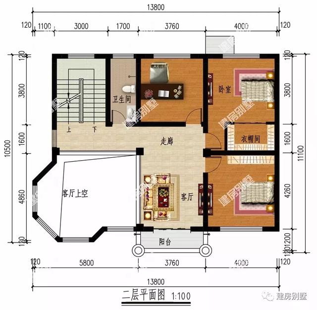 经典三层别墅设计图，开间13.8米，且都带空中凉亭，不建后悔一生