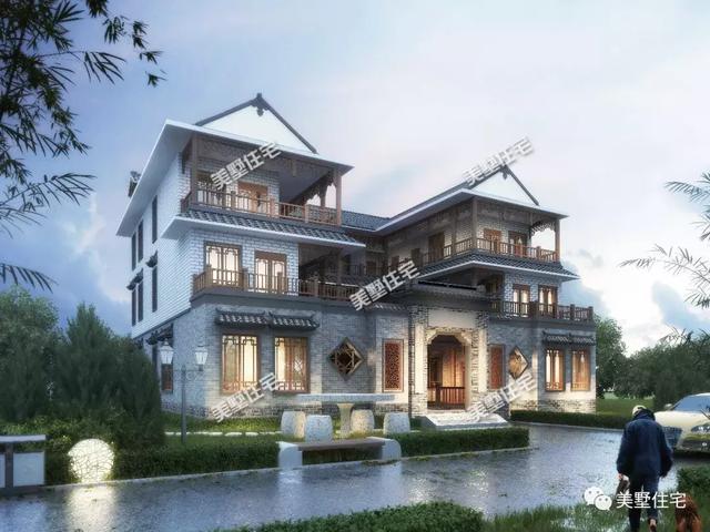 典雅中式别墅设计图，上有露台，下有庭院，这才是中国最美的房子！