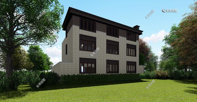 经典3层新中式别墅设计图，占地13.2*10米，造型简约、外观大气。