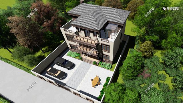 经典3层新中式别墅设计图，占地13.2*10米，造型简约、外观大气。