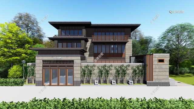 5套气场十足的新中式合院别墅设计图，带你见识真正的豪宅