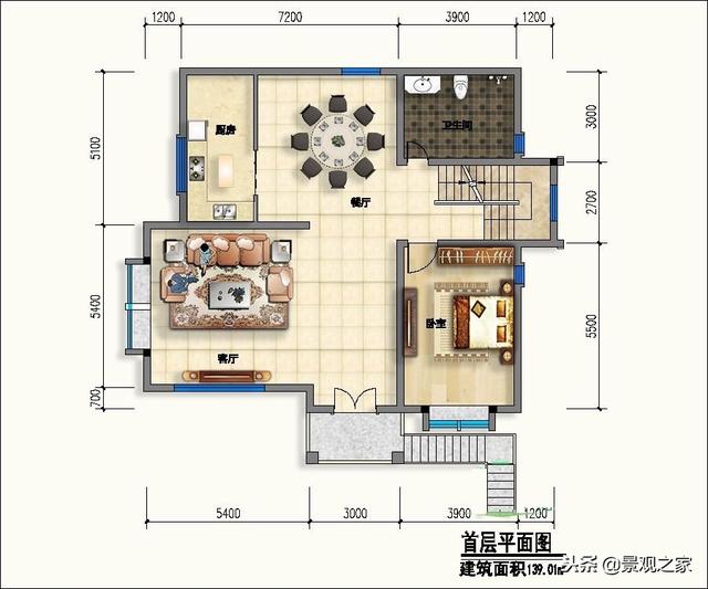 新中式三层农村别墅设计图，139平带地下室