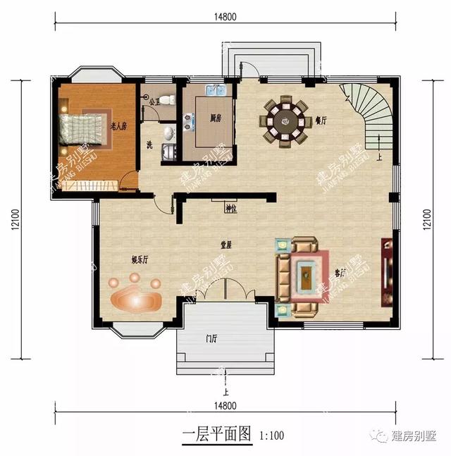 14.8×12.1四层豪宅别墅设计图，内配复式客厅和健身房，生活低调有内涵。