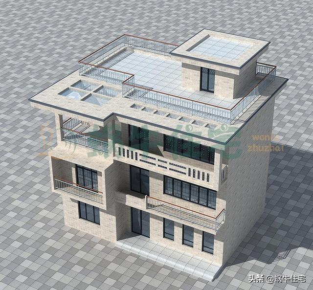 三层现代平屋顶别墅设计图，简单实用，人人都喜欢。