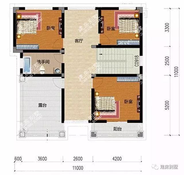 两栋11×11米的农村自建房，简单实用卧室多，主体30万