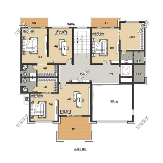 经典耐看的三层欧式别墅设计图，宽敞大气，带庭院、大客厅、大车库、大露台，卧室套房。