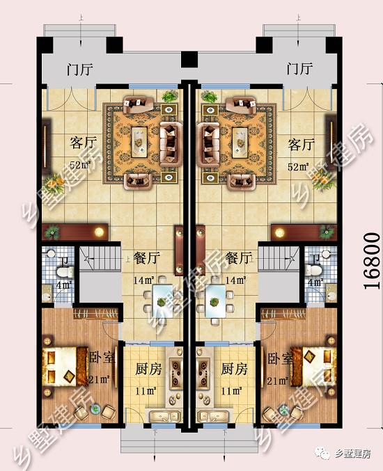 典雅的欧式三层双拼别墅设计图，新设计的别墅款式真是好看又实用！