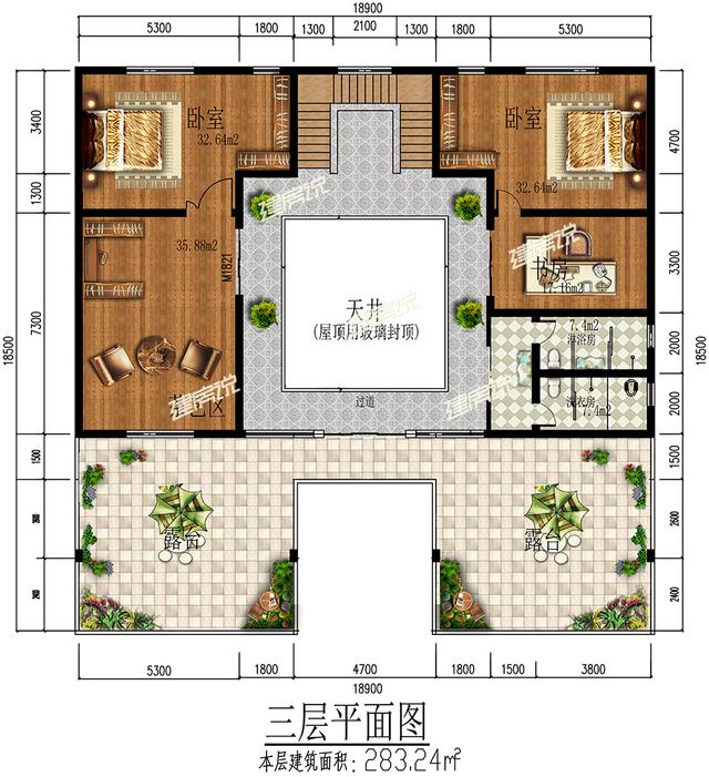 这个中国最美四合院别墅设计图，别墅豪宅之气爆棚，外观装饰恢宏大气，占地方正