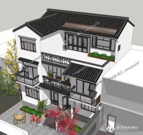 11×9米新中式农村别墅设计图，古色古香，一般人建不了