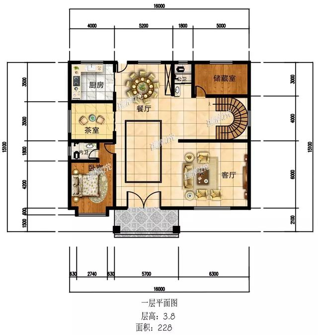 16X15三层欧式别墅设计图，娱乐室+露台+衣帽间，住的宽敞又舒适