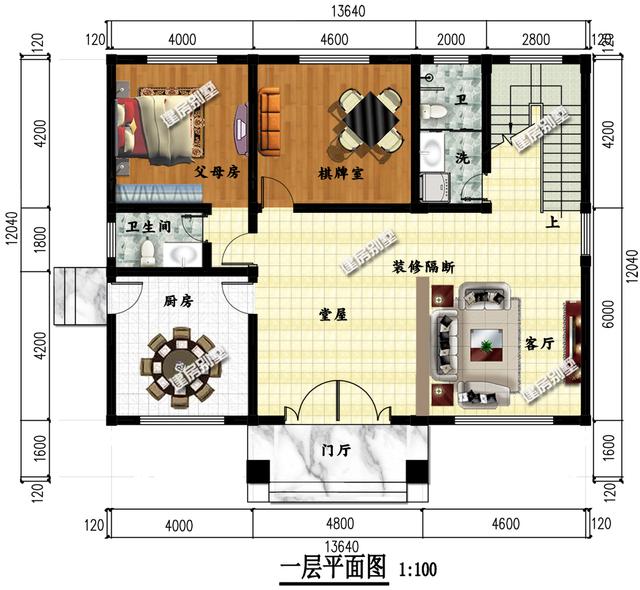 160平方米左右三层简欧自建别墅设计图,带独立厨房设计和棋牌室