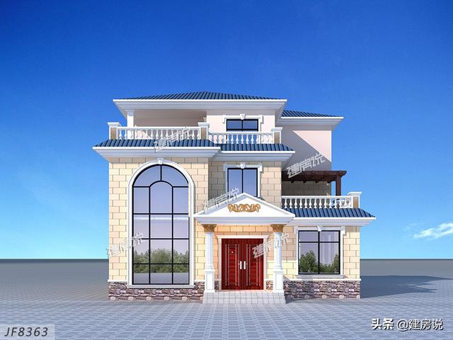 3款面宽12米的别墅设计图，户型设计合理，外观简约欧式风格