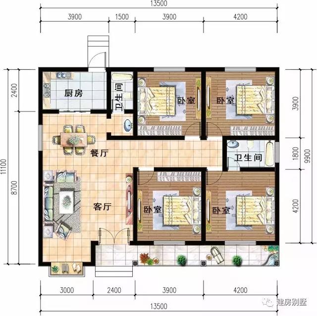 三款造价15万左右一层别墅设计图，造价低，外观好看，布局实用