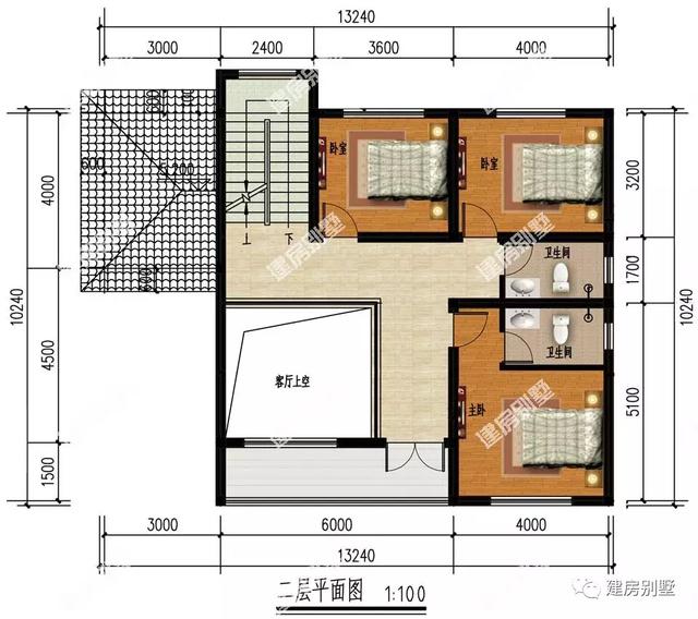 造价23万左右两栋室内配挑空客厅的自建房设计图，第一栋新中式设计