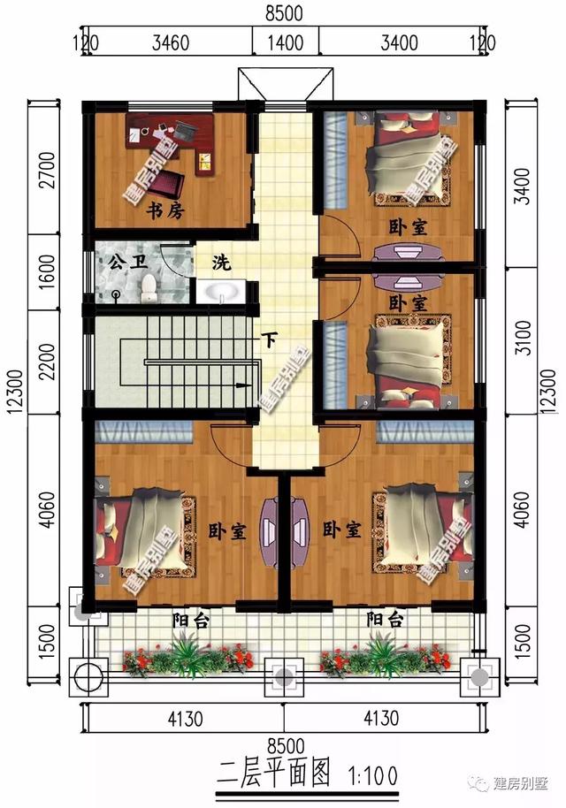 面宽8-9米的两层自建房设计图，造价较低，外观美布局实用