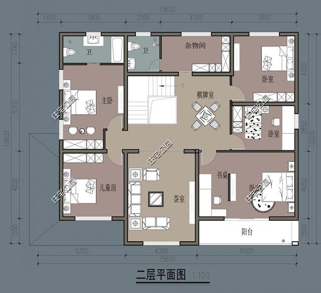 7室2厅农村自建房别墅设计图，客厅面积最大，绝对的接待好地方。