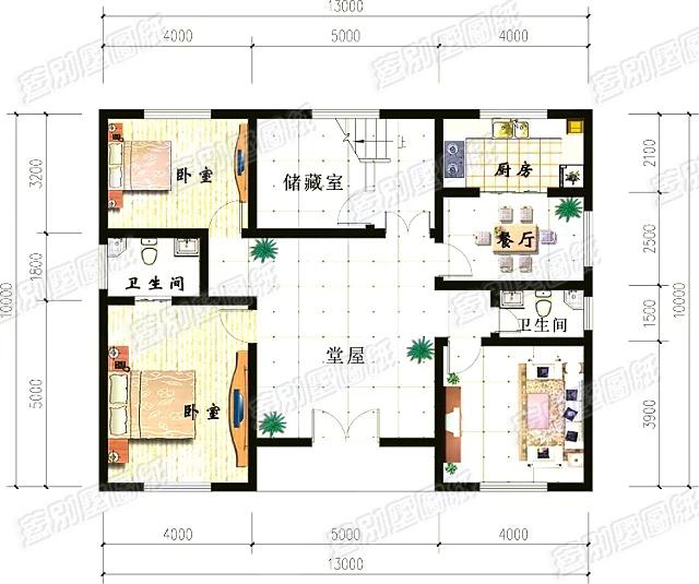 三层简单农村自建房设计户型,13×10米造价35万,外观简洁大气