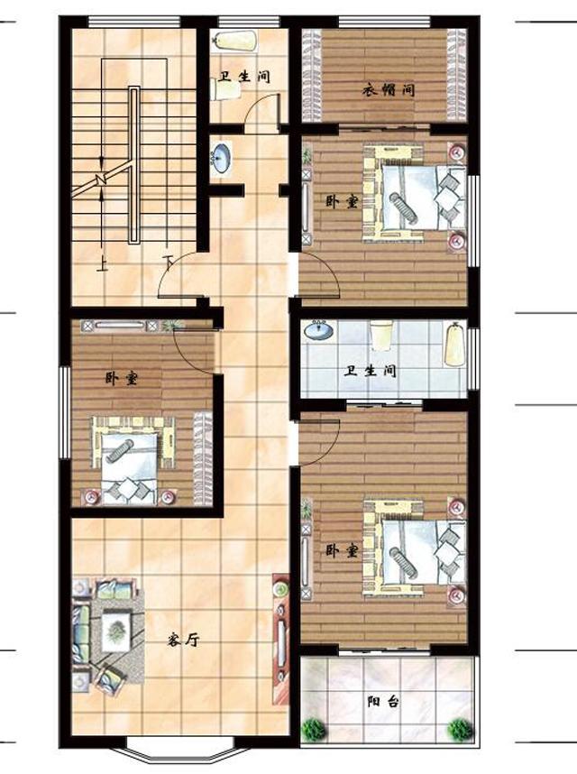 8x11米四层农村自建别墅设计图框架结构主体造价4045万