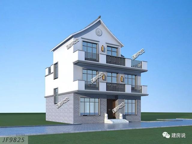 面宽11米中国风徽派自建房别墅方案，适合乡村建