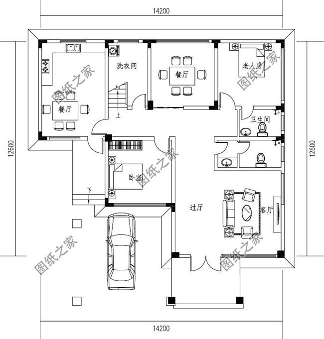 145平方米现代二层自建房屋设计CAD图纸带外观效果图