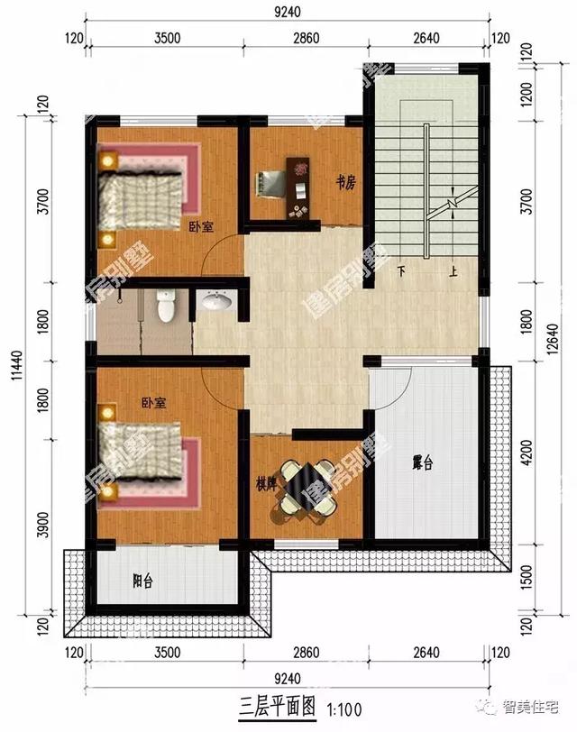 2款开间9米的小户型三层房子方案户型图，第一款新中式很好看