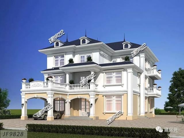 巴洛克风格别墅三层自建房设计图纸，外观造型奢华大气
