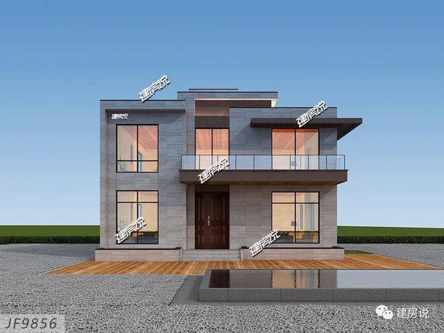 现代风格二层新民居住宅户型图，平屋顶设计可以当露台