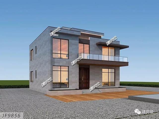 现代风格二层新民居住宅户型图，平屋顶设计可以当露台