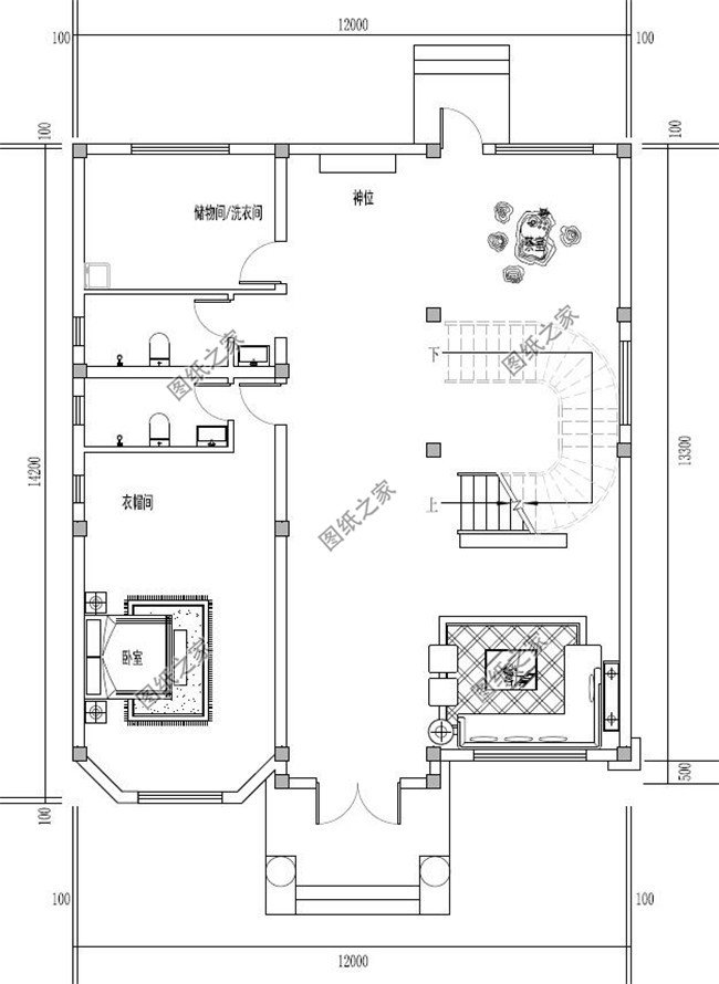 12x14米四层农村自建别墅设计图功能设计丰富齐全