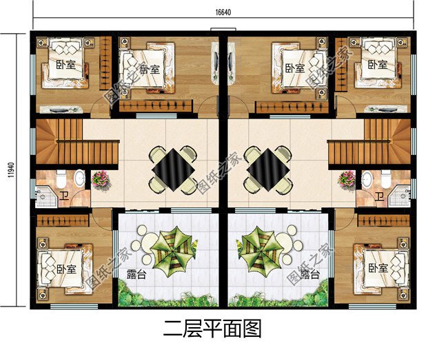 新中式二层双拼楼房设计图，单户面积100平米左右，实用美观