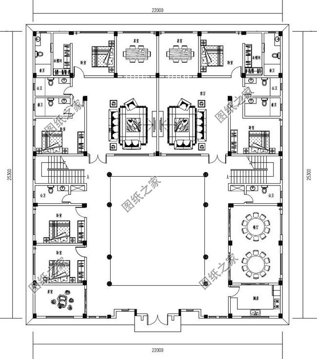 农村自建超漂亮中式四合院别墅,2225米_二层图