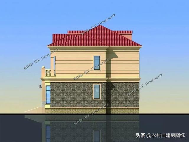 12×10.5m时尚二层农村自建房设计图纸，5室3厅4卫