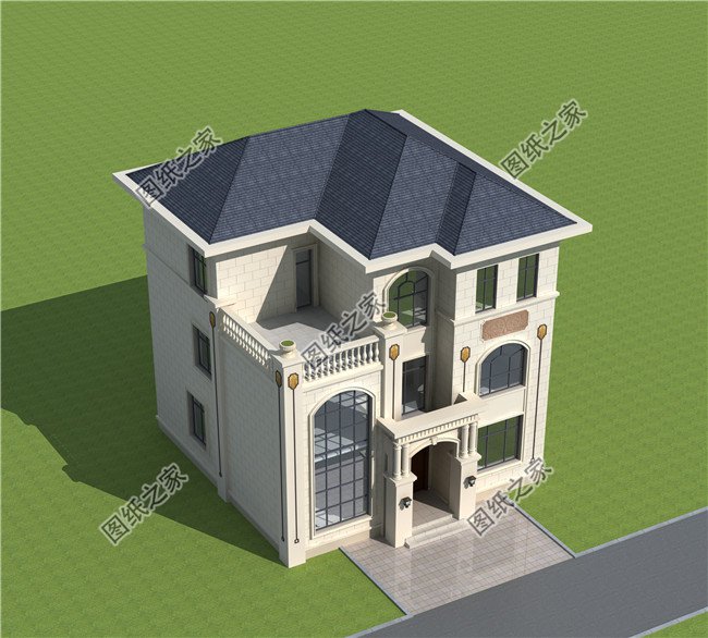 125平方米农村三层别墅建筑图纸带效果图，12x11米