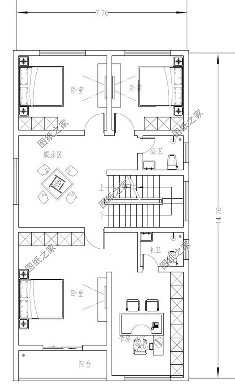 小面宽的农村简单四层2建平屋顶别墅设计图农村自建房首选