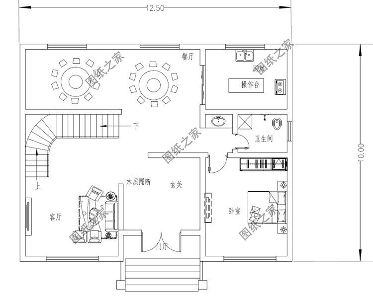 120平方米带地下室三层复式别墅户型图,现代风格