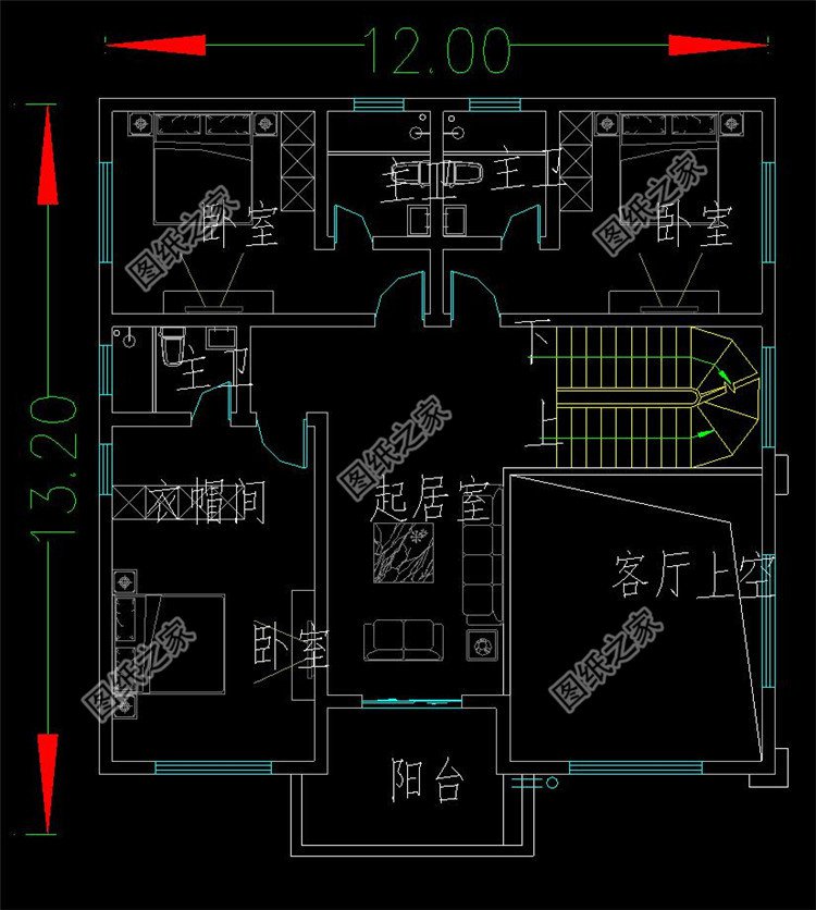 三层欧式自建房子二层设计图