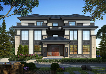 新中式高端三层双拼自建房别墅设计图，豪华霸气的外观