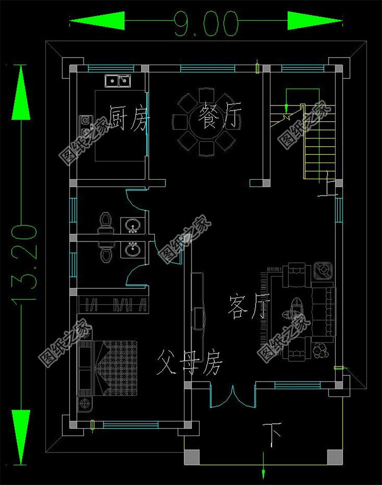 面宽9米的小别墅设计图纸农村自建房二层户型图